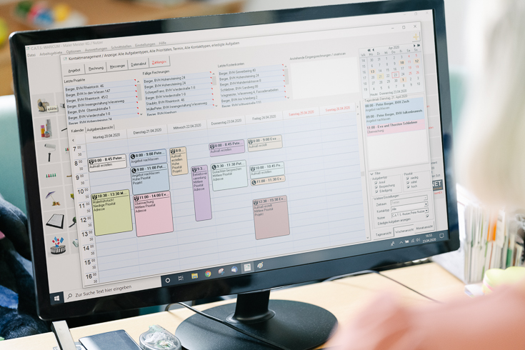 Der digitale Terminkalender von C.A.T.S.-WARICUM vernetzt jeden Termin mit dem entsprechenden Kunden und Bauprojekt.