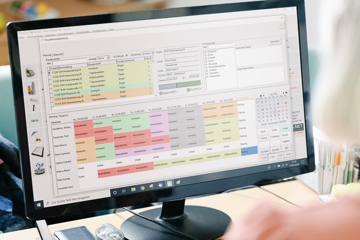 Die Projekteinsatzplanung, die digitale Plantafel von C.A.T.S.-WARICUM, ermöglicht eine ideale Zukunftsvorschau und Flexibilität zu jeder Zeit.  